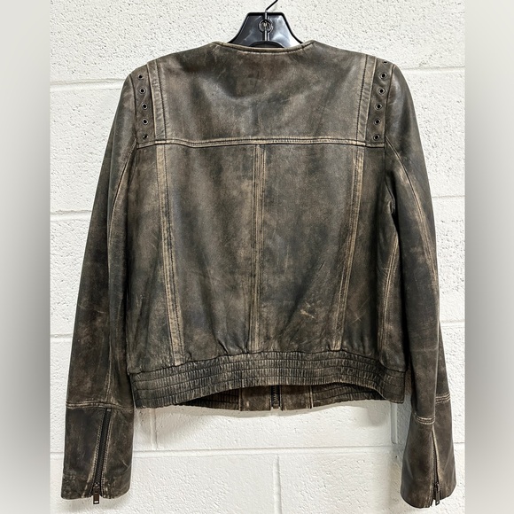 Banana Republic Olive Brown/ black Leather Grommet Jacket - Picture 2 of 3